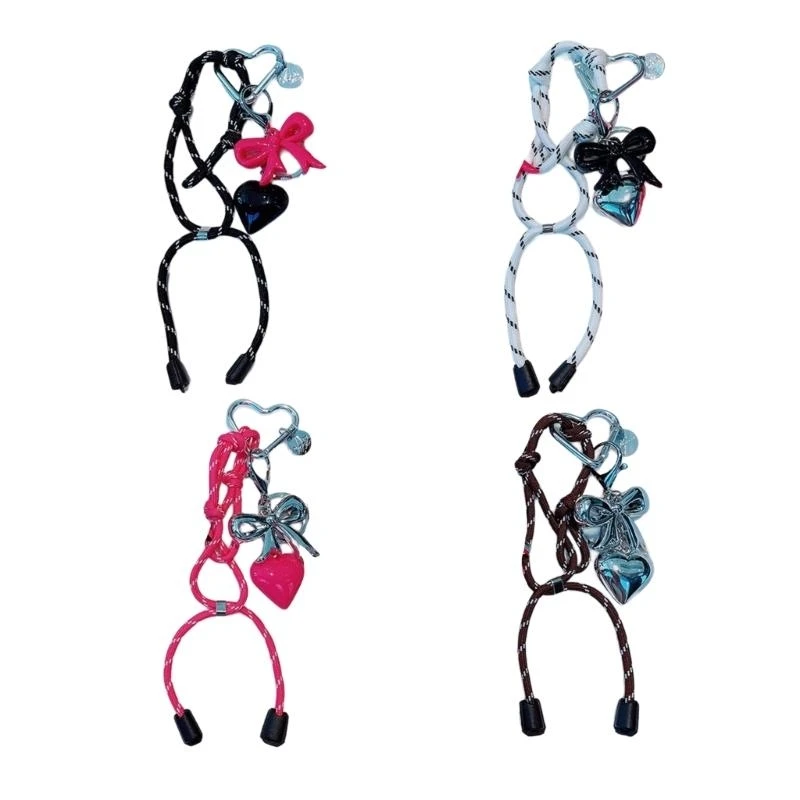 

H3CB unqiue Butterfly Bows Bows Bows Cool Keyring с ткацкой веревкой и прекрасным очарованием сердечного орнамента для стильных