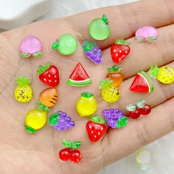 50pcs Resin Colorful Glitter Apple Grape Cherry Radish Fruit Nails Art Flatback Rhinestone Applique DIY Scrapbook Figurine Craft