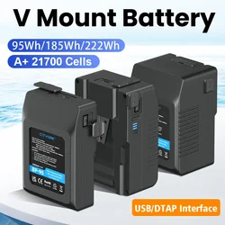 Batterie au lithium V-Lock et chargeur D-Tap pour caméra vidéo et caméscope, lumière LED de diffusion, batterie de montage 95 V, 185/222 V, musicien de mise à niveau, nouveau