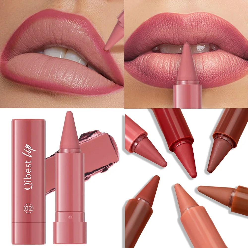 Veludo fosco marrom escuro batom torção até lábio forro à prova dwaterproof água sexy vermelho contorno matiz lipliner lápis lábios contorno maquiagem