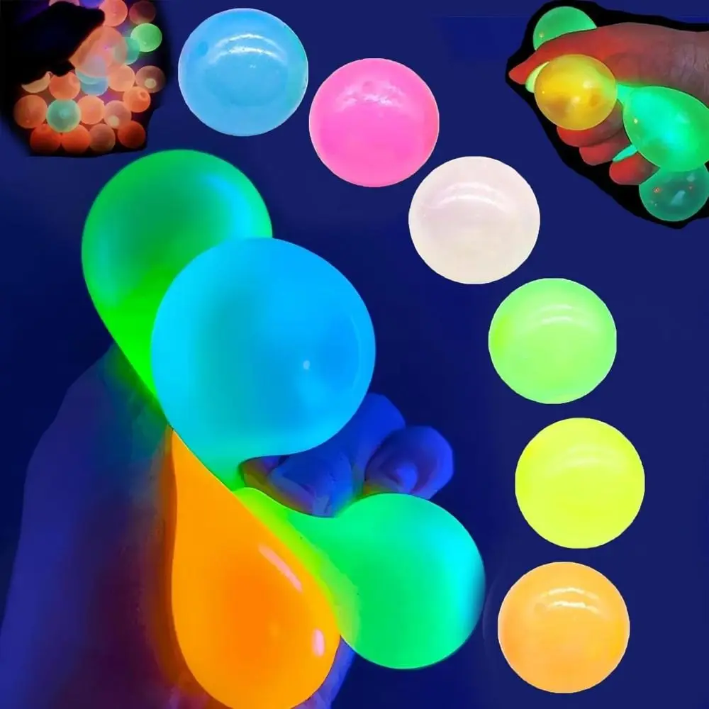 Target Glorbs Balls Throw Ball Stress Relief Toy Sticky Ceiling Balls Decompression Glow in The Dark Luminous Sticky Ball