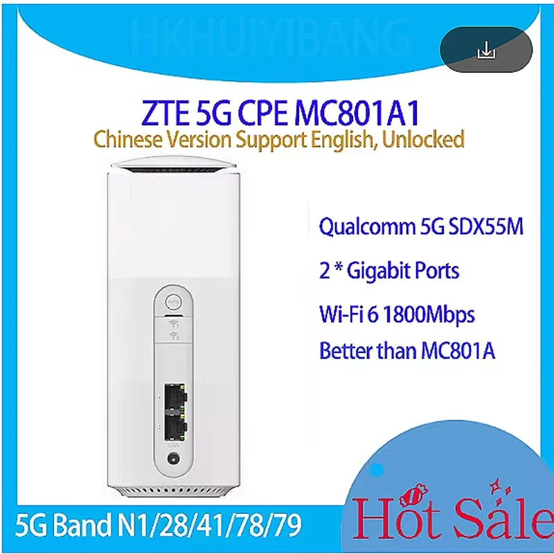 ZTE 5G Home CPE MC801A1 SDX55 Chipset Dual Band WiFi 6 Router 5G 4G LTE CAT22 AX1800 Wireless Modem Office Gigabit Sim