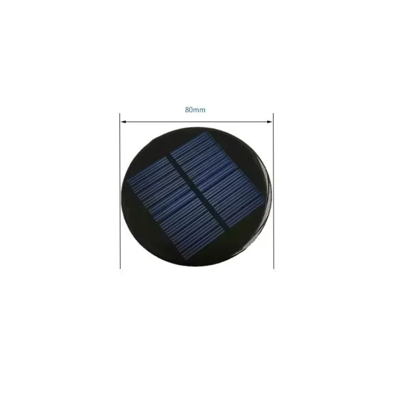 

5.5V Round Solar Panel DIY Lights Toys 8cm 0.07A Polycrystalline Drip PV Panel 0.45W Solar Panel Module Outdoor Power Generation