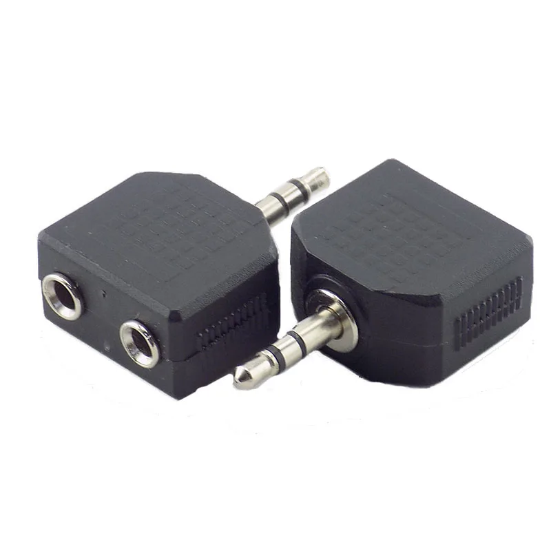 2Pcs Stereo 3.5mm Audio Jack Male To Dual 3.5mm Female Double Earphone Headphone Y Splitter Adapter Plug MP3 Phone DIY Converter