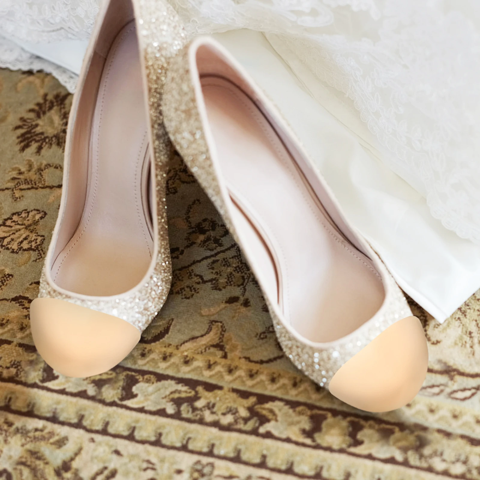 

6pcs High Heels Shoe Toe Guards Boot Tips Metal Covers Decorative Caps Golden Silver Gun Color Durable Designheel