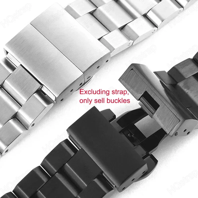 16mm 18mm 20mm 22mm Butterfly Buckle Watch Strap Button  Double Press Stainless Steel Buckles Strap Clasp Watches Accessories