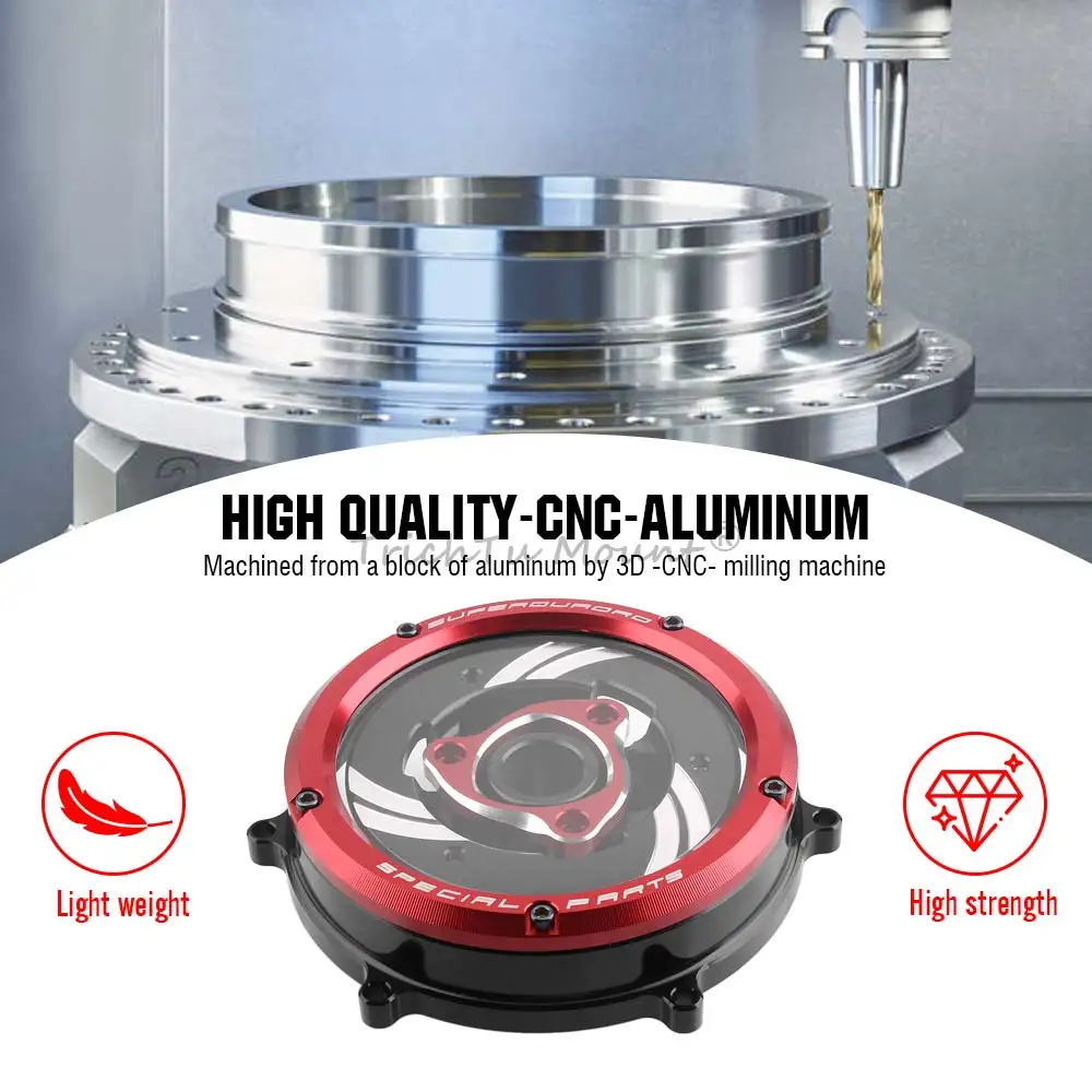 Aluminum Clear Clutch Cover for DUCATI V2 Models 959 Panigale 2016-2019, Panigale V2 2020-2024, Streetfighter V2 2022-2024 - Image 4