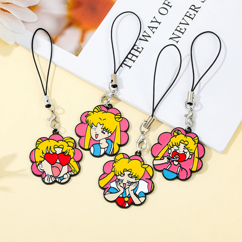 4pcs Sailor Moon  Cosplay Keychain Unisex Kawaii Keyring Key Chain Phone Chain Bag Pendant Accessories Prop view 4