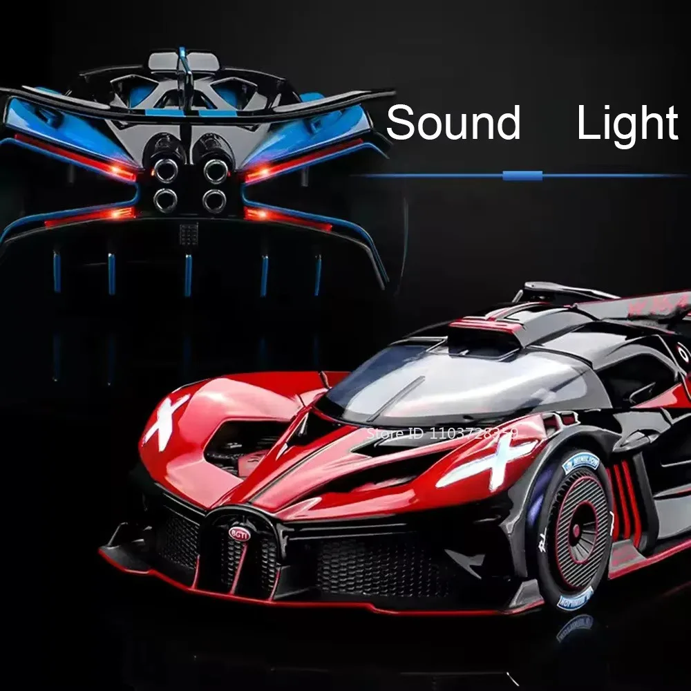 1:24 Model BOLIDE ATLANTIC Sports Car Toys Alloy Diecast Supercars Sound Light Doors Opened Pull Back Shock Vehicle for Toy Gift