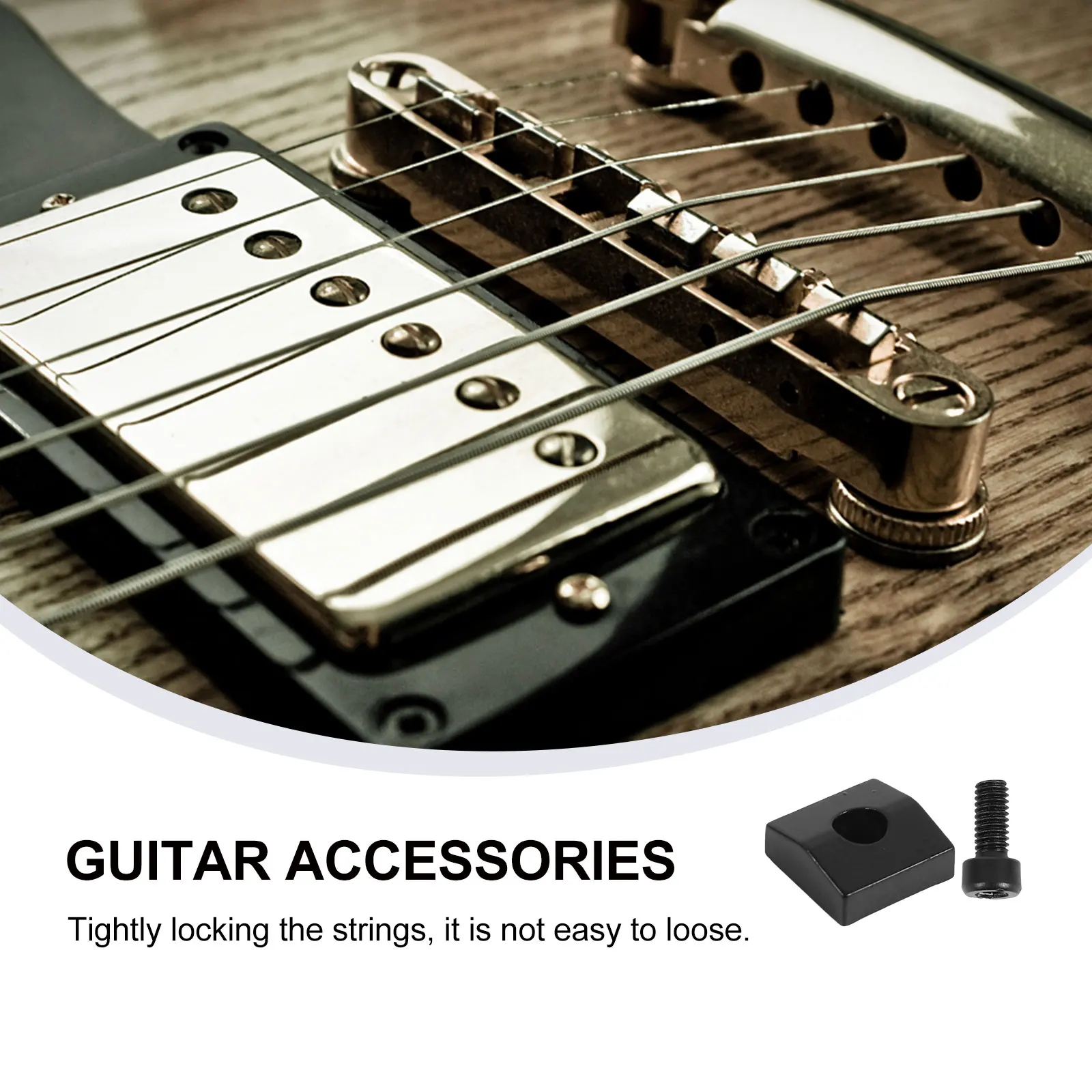 

2 set 2 Sets Electric Guitar Accessories Locking Nut Blocks Metal Black Durable Hexagonal Screws Suitable Double Rocker Korean