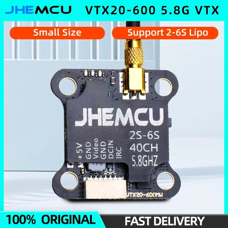 JHEMCU VTX20-600 5.8G 40CH VTX Support 2-6S Lipo PIT/25/100/200/400/600mW 20X20mm For RC FPV Long Range Racing Drone Quadcopter