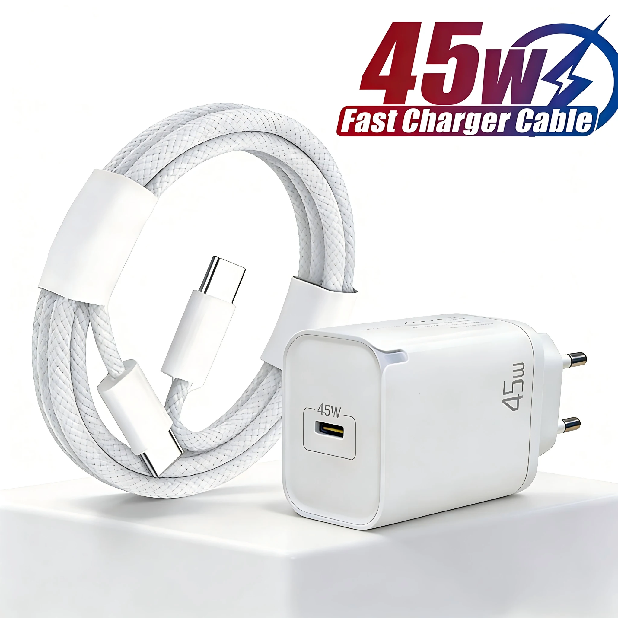 EU PD 45W Schnellladegerät für iPhone 17 16 15 11 12 13 14 Pro Max iPad Air – USB-C Ladekabel und Datenkabel für schnelles Aufladen von Smartphones