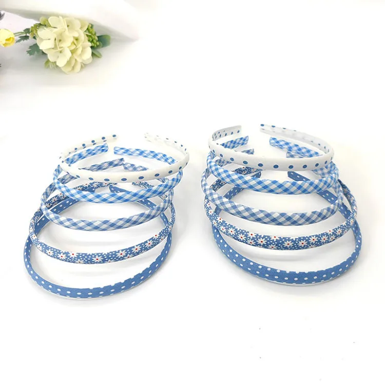 

1 шт., синие ленты для волос с цветочным принтом, решетчатые пуговицы на голову, аксессуары для волос в лесную горошек, шпилька, головной убор, аксессуары для волос