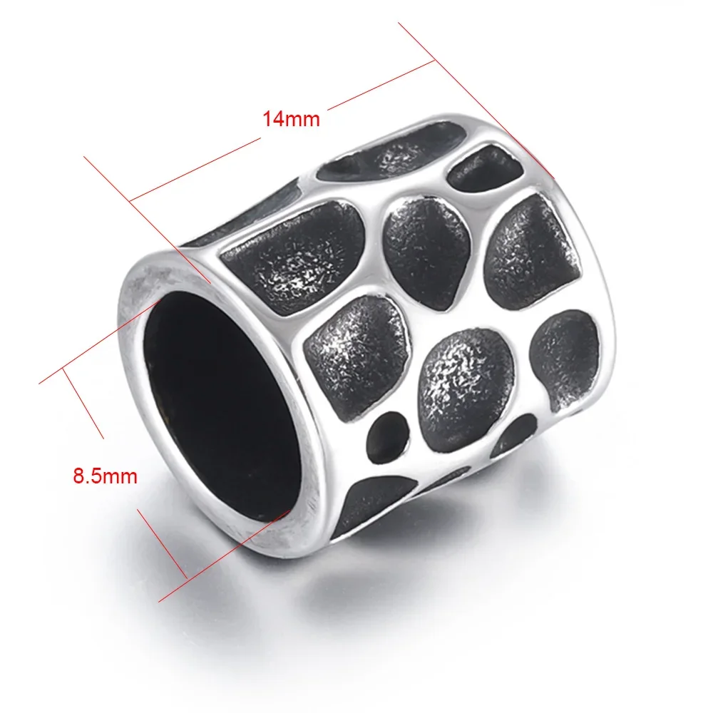 Stainless Steel Bead Large Hole Beads Mottling Blacken Fit 8mm Leather Cord DIY Bracelet Jewelry Making Metal Accessories