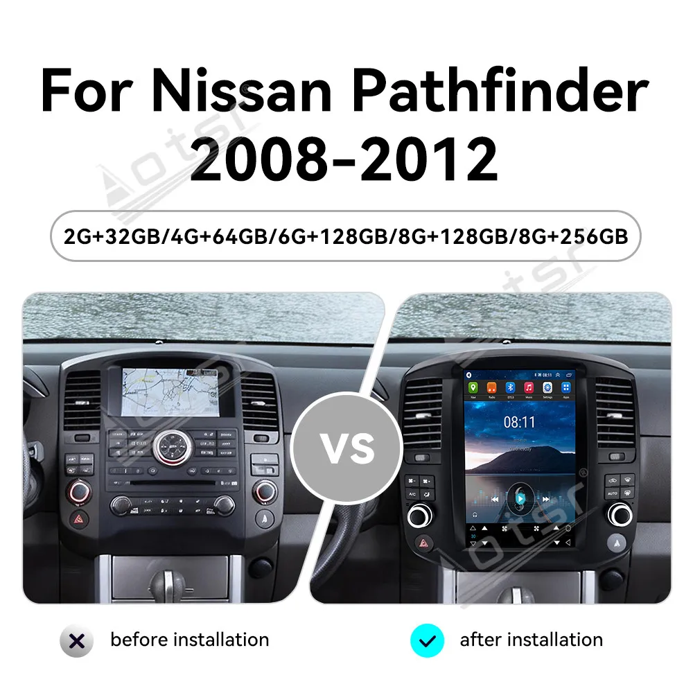 

12,8-дюймовый HD-экран, Android 14, GPS-навигация для Nissan Pathfinder 2008-2012, автомобильный мультимедийный радиоплеер, Carplay, автозапчасти