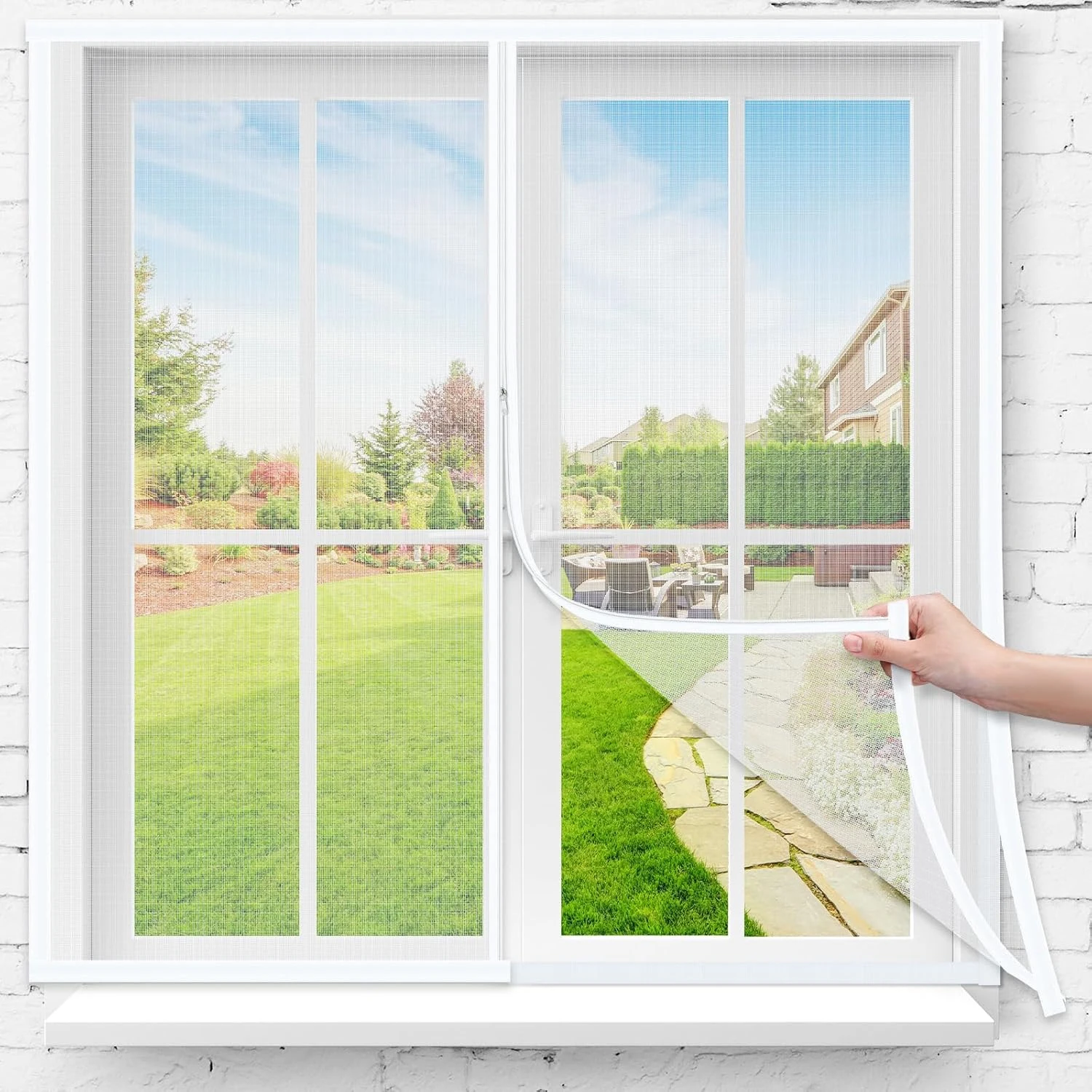 Mosquitera con cremallera para puertas y ventanas: tamaño personalizable, cinta mejorada, borde autoadhesivo no perforado