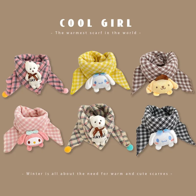 

Miniso Children's Cartoon Sanrio Triangle Scarf Girls Autumn and Winter Wind Soft Skin-friendly Boy and Girls Baby Warm Scarf