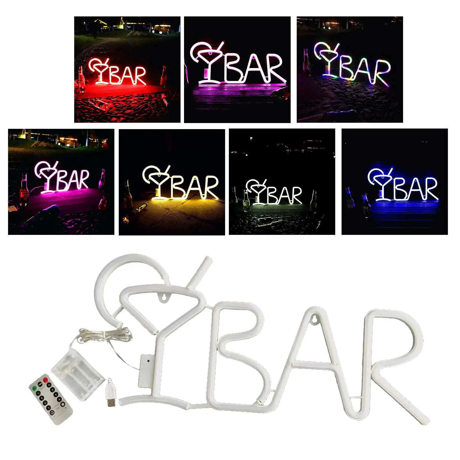 Bar Neon Sign Light, Decoração de parede LED, Bateria ou Lâmpada USB, Light Up para casa, Bar, Festa, 10.16x0.79x21.6 polegadas
