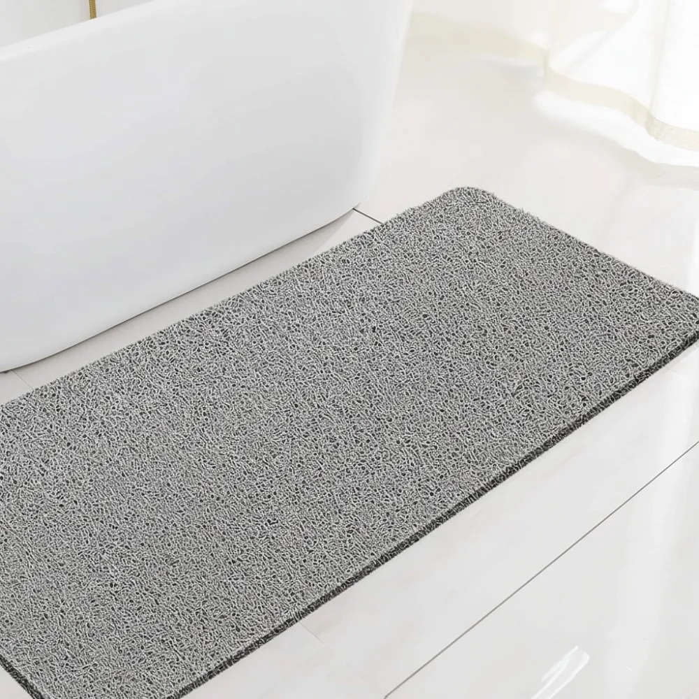 

Non-Slip PVC Loofah Shower Mat, Quick-Drying Bathroom Floor Mat for Elderly & Kids Safety, 17.1x59 Inch Grey