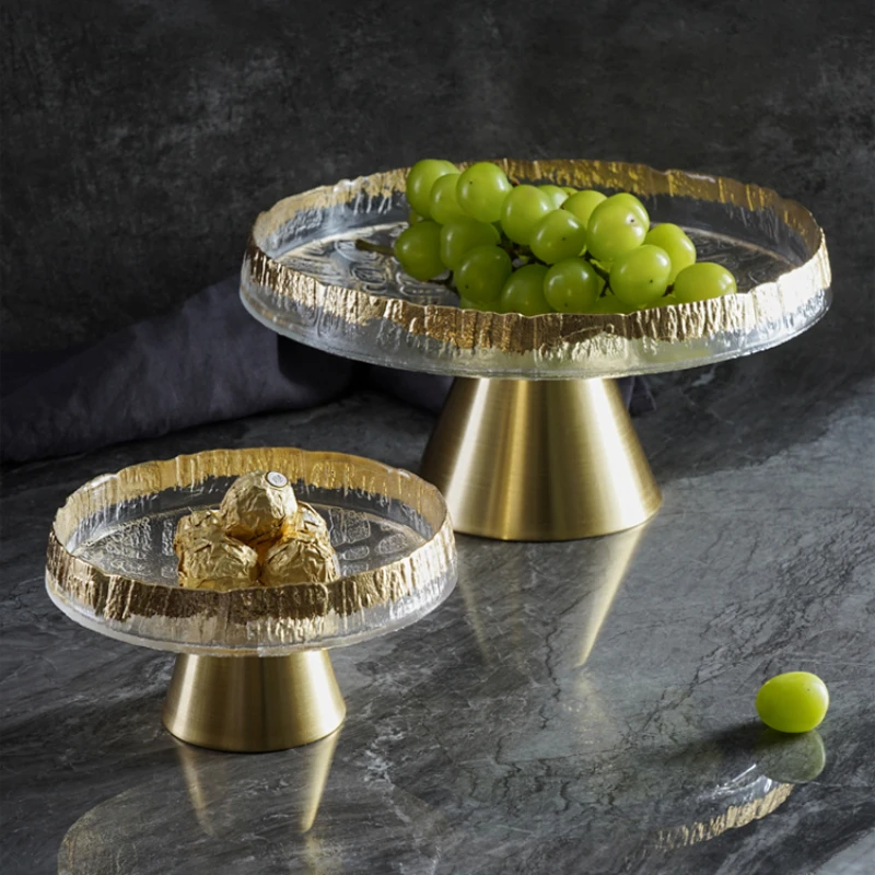 

High-grade Tall Glass Fruit Bowl Large Household Living Room Coffee Table Fruit Bowl Home Decoration Ornaments