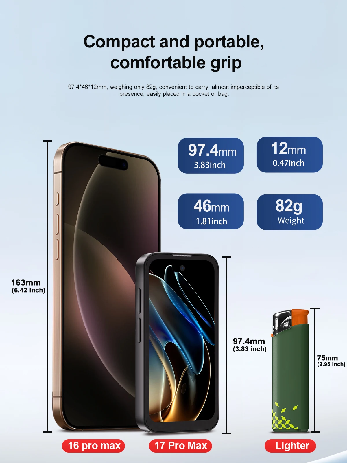 SERVO Mini Pocket Smartphone 4G LTE 4.0" HD Display Android 12 Dual SIM 3GB RAM 64GB ROM Face Unlock WiFi GPS Small Mobile Phone