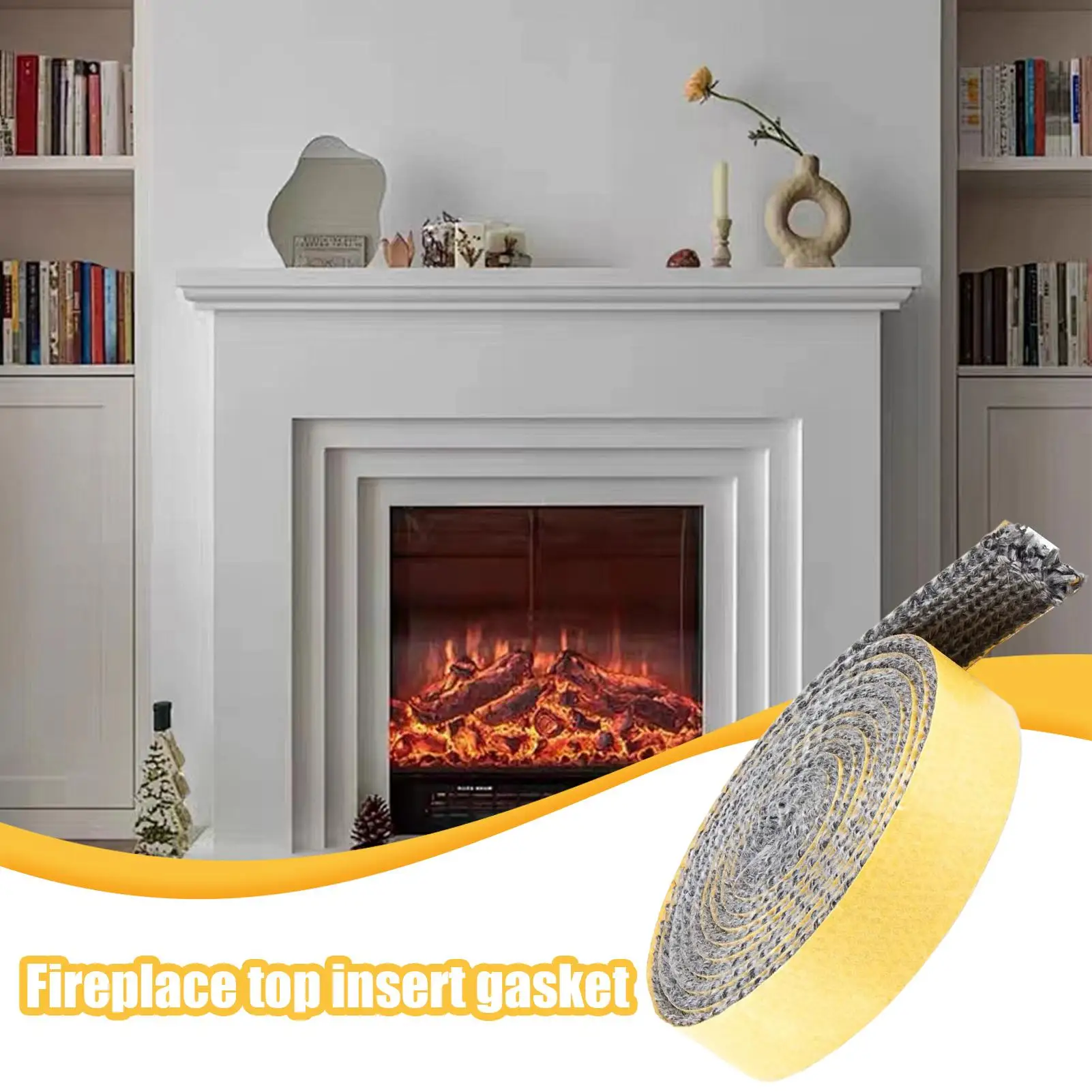 Wood Stove Door Gasket Self-Adhesive Wood Stove Sealing Rope Fireproof Replacement Sealing Tape For Exhaust Pipe Oven Combustion