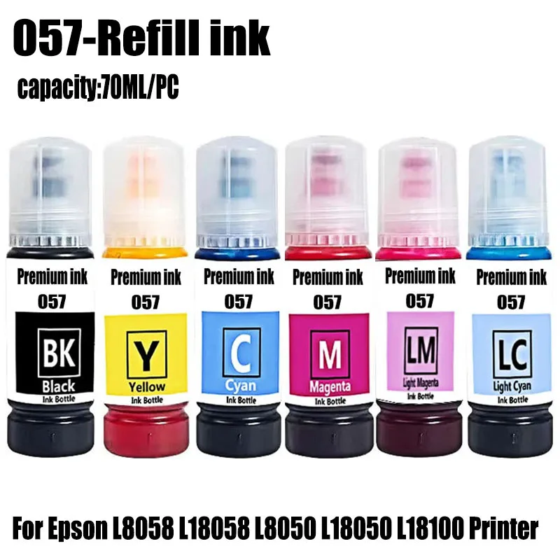 

Чернила для заправки Epson 056, 057, 107, 108, 574, 0574 для принтеров Epson L8050, L8058, L18050, L18058, ET-18100