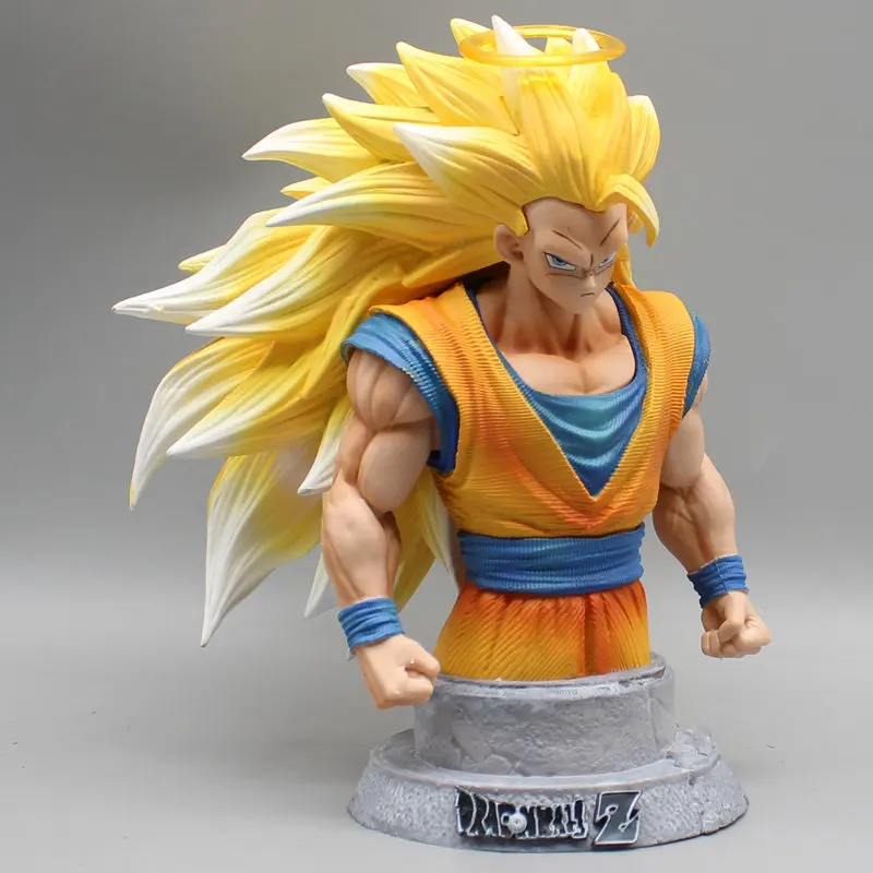 

20cm Dragon Ball Goku Super Saiyan 3 Bust Anime Action Figure Model Statue Collection Desktop Decoration Ornament Toys Boy Gift