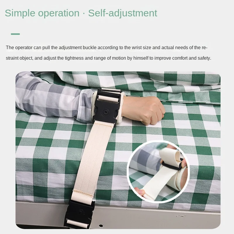 Buckle-type Wrist Restraint Belt Single Wrist Restraint Strap Tied Arm Fixed Fleece Cushion Double-layer Webbing