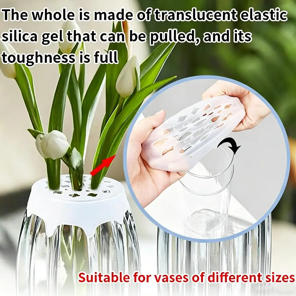 Flower Holder Arranger Silicone Flower Arrangement Grid Semi Transparent Flower Holder Arranger Spiral Ikebana Stem Holder - view 5
