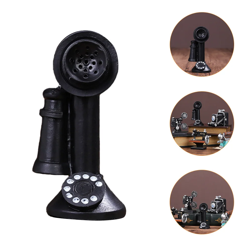 

1pc Vintage Phone Ornaments Retro Resin Miniature Adornment Home Office Decor Table Display Prop High Quality Durability