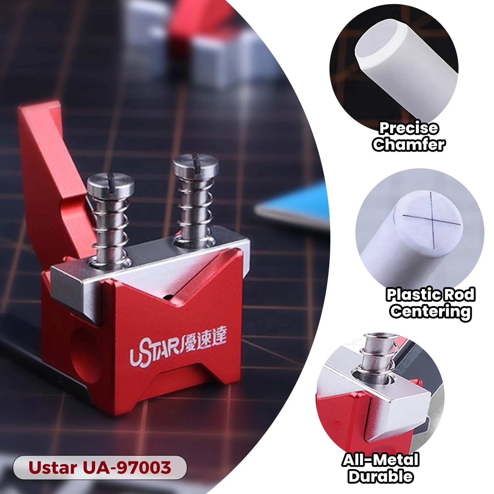 

Ustar UA-97003 2 in 1 Plastic Rod Chamfer & Center Locator for Gundam for Gunpla Model Building 0.5-6.0mm Compatible Model Tool