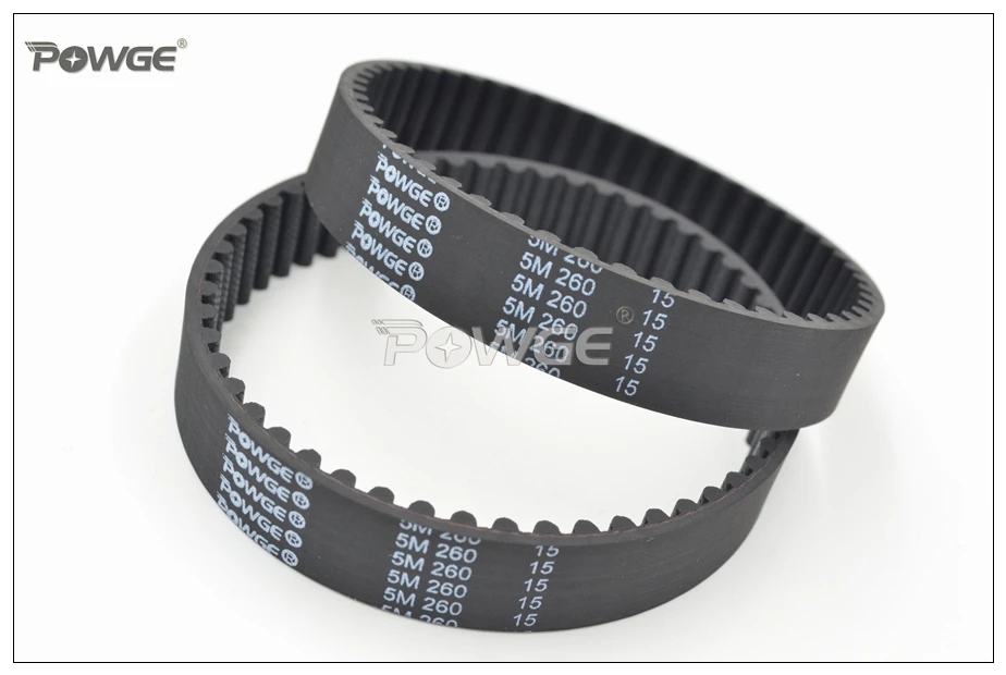 POWGE 260 5M Synchronous Length=260mm W=12/15/20mm Teeth=52 HTD 5M Closed-Loop Belt 260-5M HTD5M S5M Timing Belt Pulley 260-5M