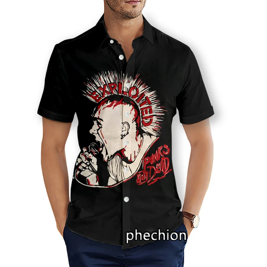 phechion Mens Short Sleeve Beach Shirts PUNK'S NOT DEAD Band 3D Print Casual Shirts Fashion Streetwear Men Tops X262