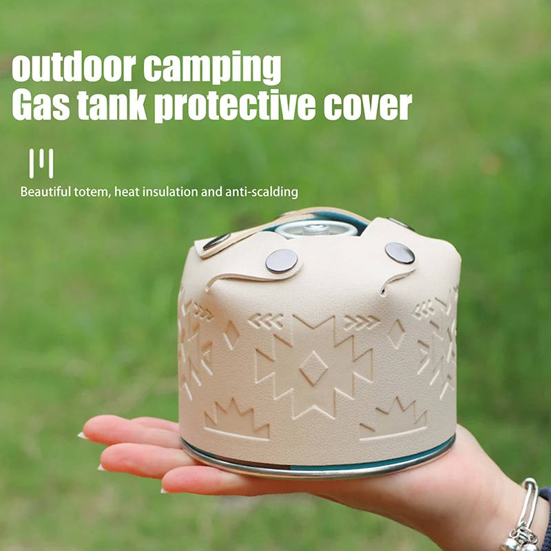 Leather Gas Canister Protective Cover One-piece Gas Can Protective Cover Gas Tank Protector Hiking Travel Outdoor Supplies