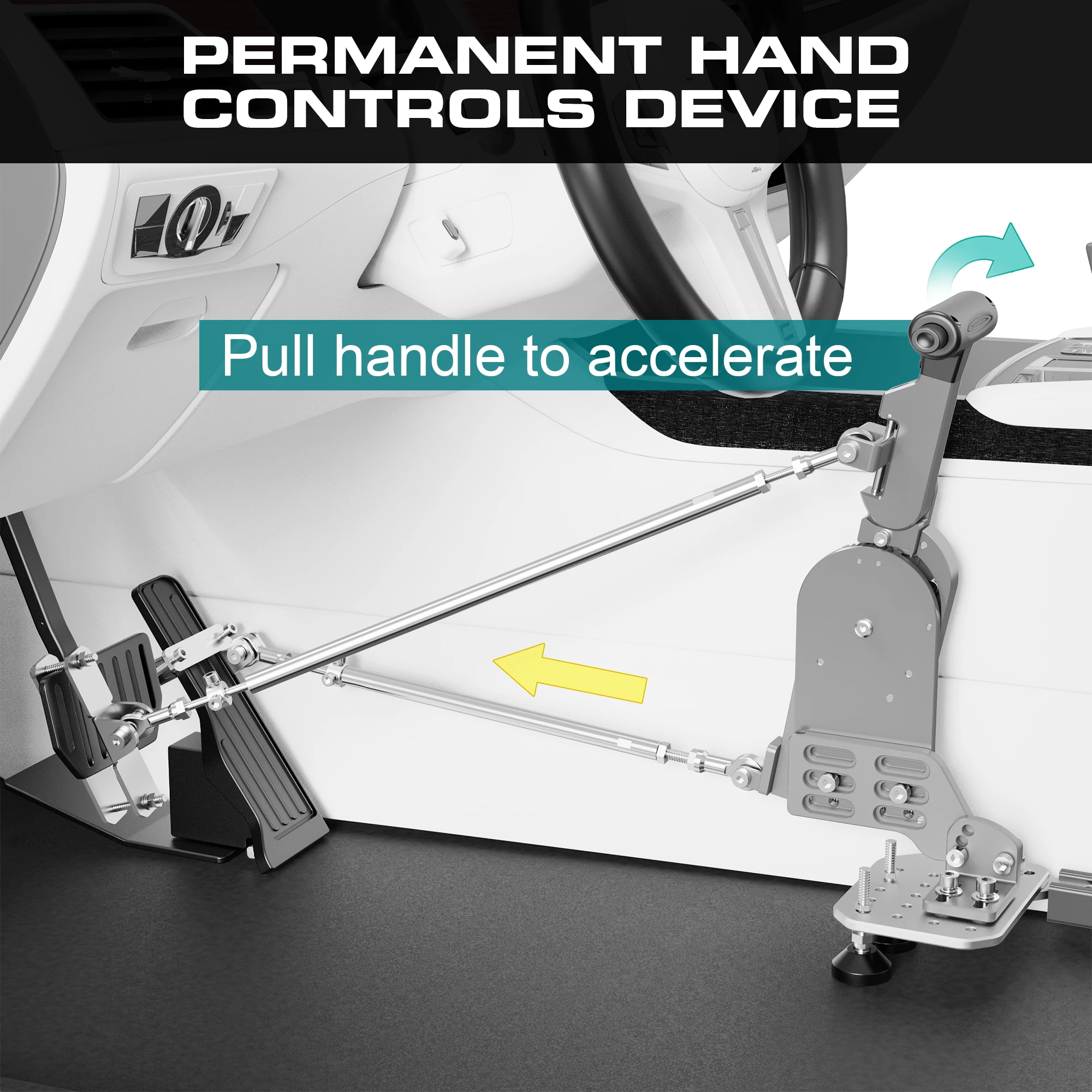 Hand Controls for Disabled Drivers Push and Pull for Automatic Cars,A Permanent, Safe Install Hand Control. Disabled/Handicapped