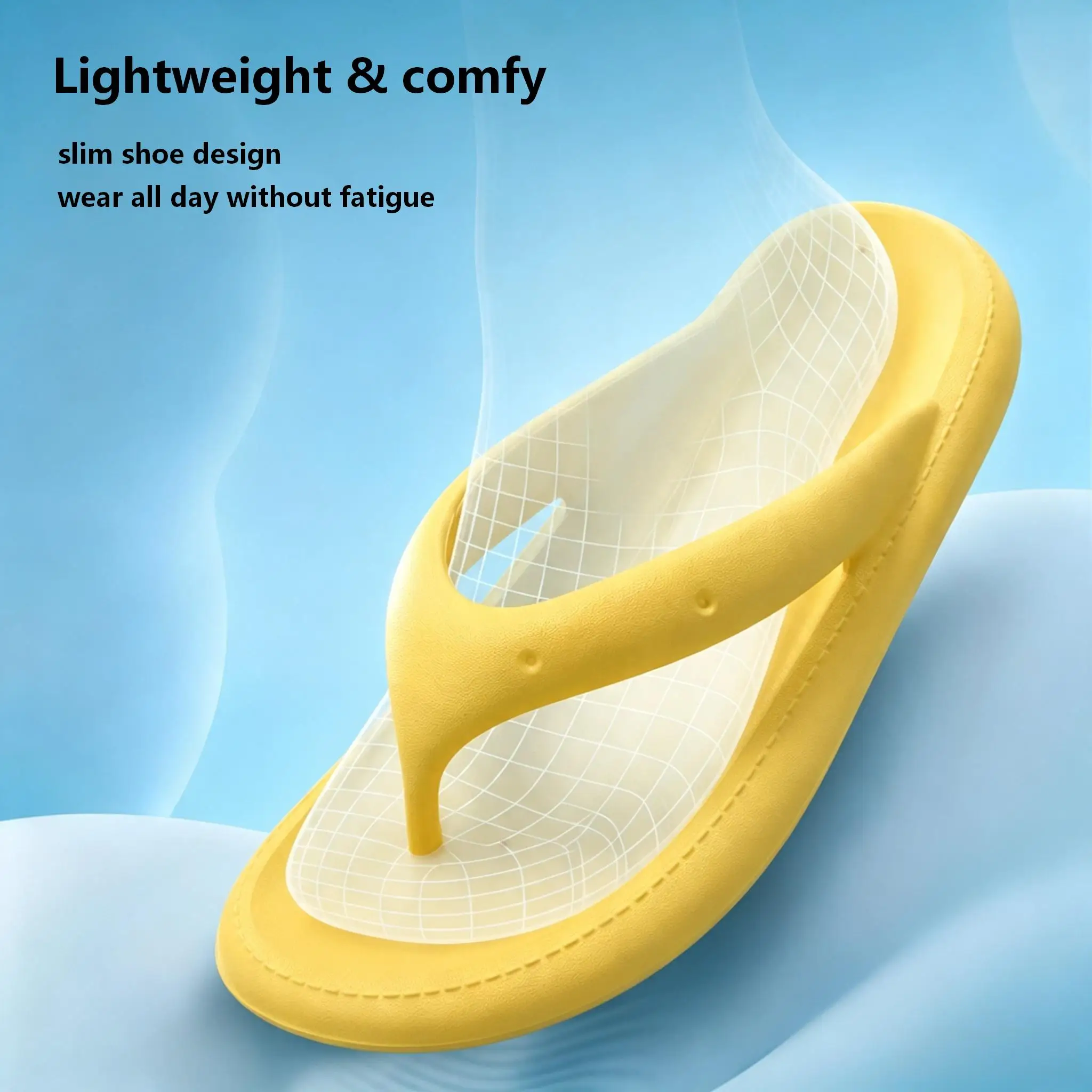 Damen EVA Flip-Flops mit weicher Polsterung, rutschfeste Zehenstegsandalen für Strand und Bad, Sommer-Freizeitschuhe in Bonbonfarben zum Gehen – Detail 1