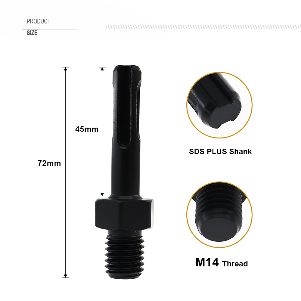 SHDIATOadvocate-Adaptateur pour mèches diamantées, convertisseur de connexion pour scie cloche M14 à SDS Plus pour perceuse à percussion ou perceuse électrique