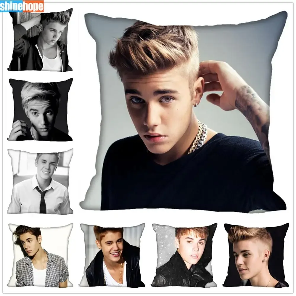 Custom Pillow Cases Justin Bieber Square Pillowcase Christmas Zippered Pillow Cover 45*45cm(One Side)