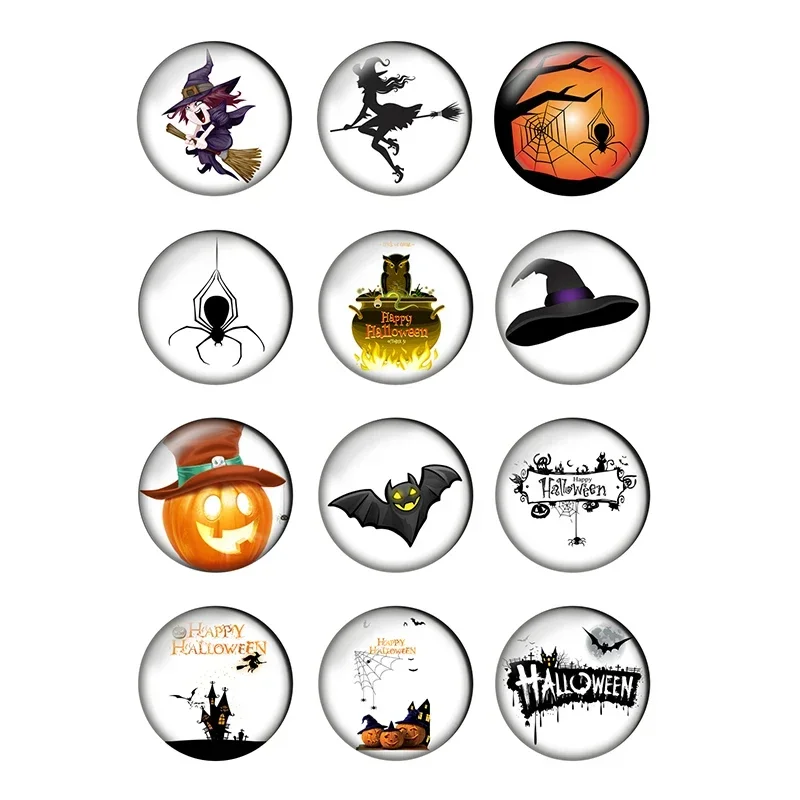 

12pcs Halloween Bat Pumpkin Round Photo Glass Cabochon 8mm 12mm 18mm 20mm 25mm Demo Flat Back DIY Jewelry Making Supplies T021