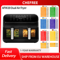 CHEFREE AFW20 Dual Air Fryer,8L Family Sized,  with Viewing Window, Nonstick, 8-in-1 Smart Programmes, Dishwasher Safe