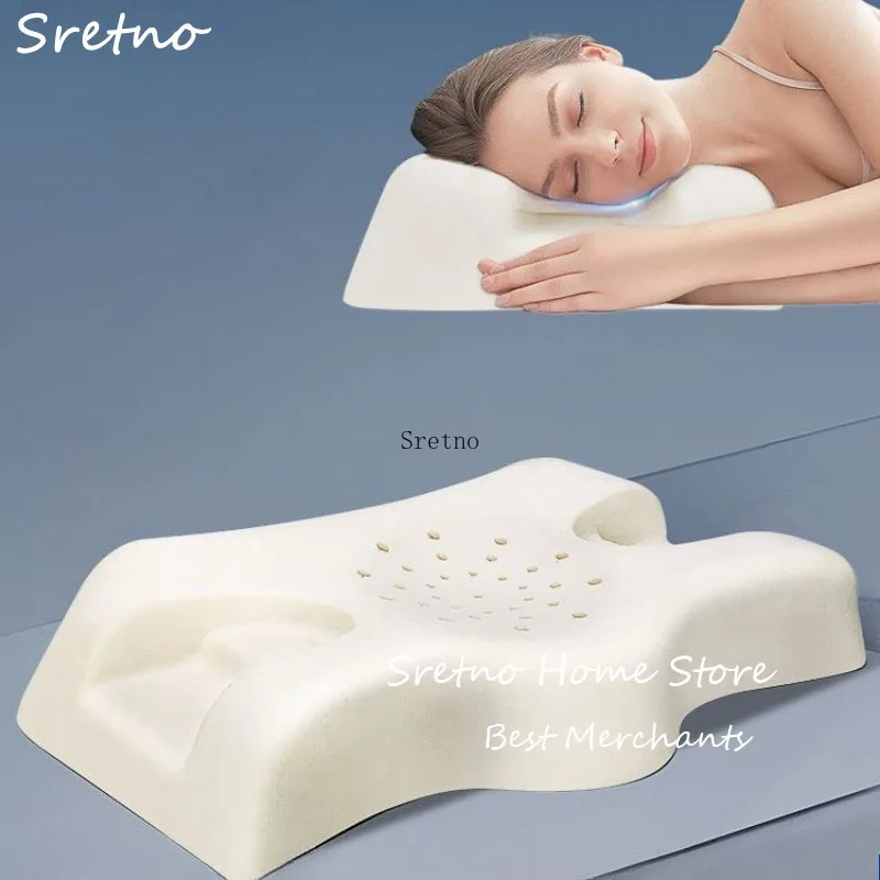 SRETNO Natural Latex Ergonomic Neck Protection Pillow Side Sleeping Non Pressure Face Beauty Ear Protection Anti Wrinkle Pillows
