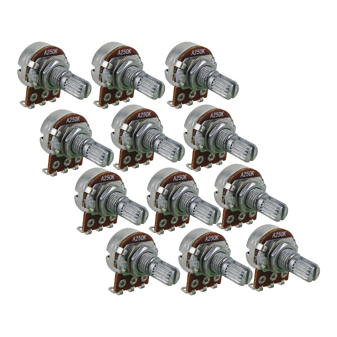 FLEOR 12PCS 18-spline Mini Potentiometer Gitarre Töpfe 500K/250K Lange/Kurz Welle Wählen E-gitarre Teile