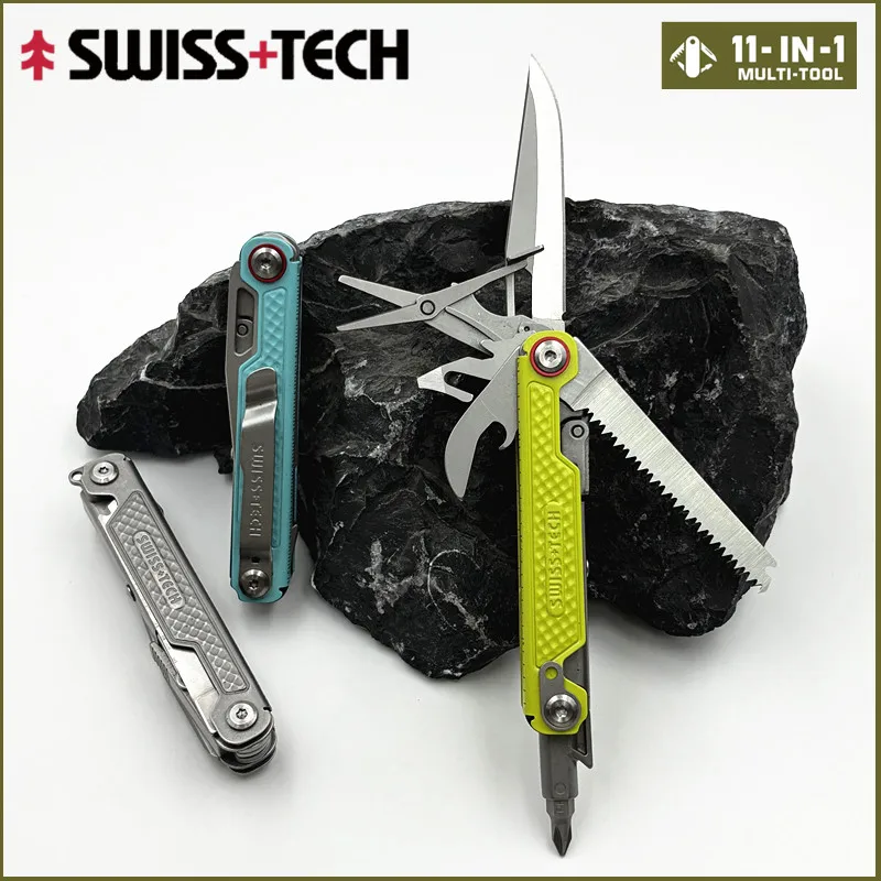 

Многофункциональный складной нож SWISS TECH 11-в-1: EDC-инструмент для выживания, портативное снаряжение для кемпинга и активного отдыха