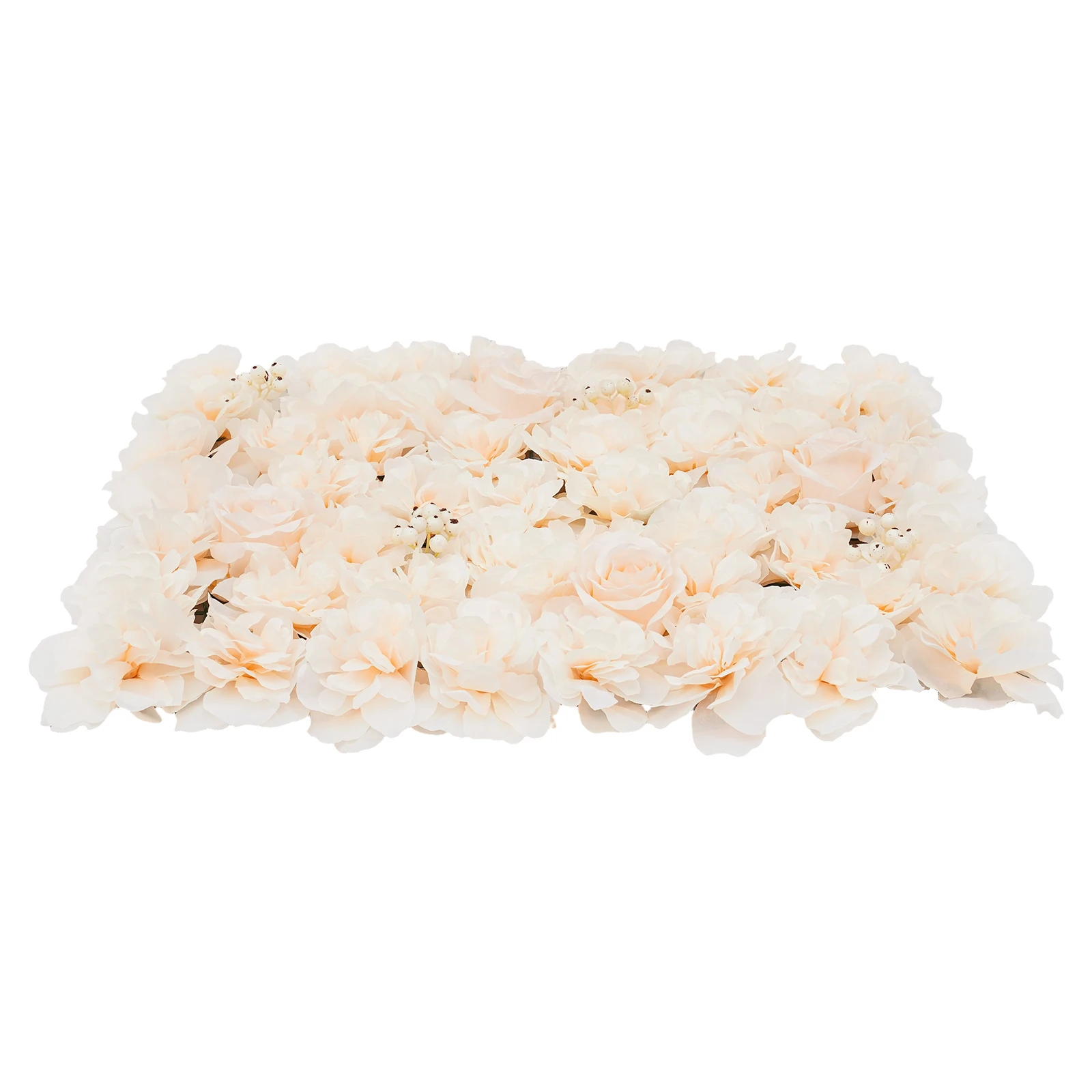 6-teiliges Set Pflanzen-Blumen-Wand Bestickte Kugel Künstliche Blumenwand-Platte Weiß Frucht+Hell-Champagner Prachtvolle Rose – Detail 13