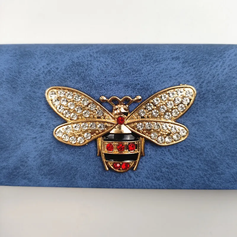 Caso protetor de óculos de couro do plutônio da abelha do diamante incrustado durável saco de armazenamento portátil titular óculos caso protetor