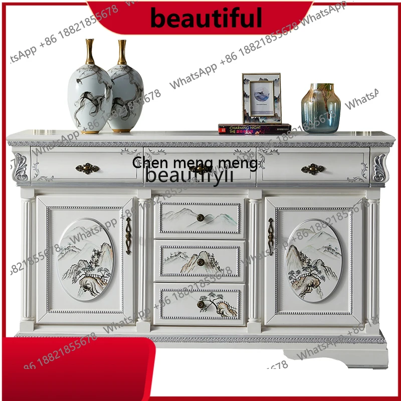 

New Chinese-style entrance cabinet foyer, painted classical decorative cabinet, American solid wood dining side, H