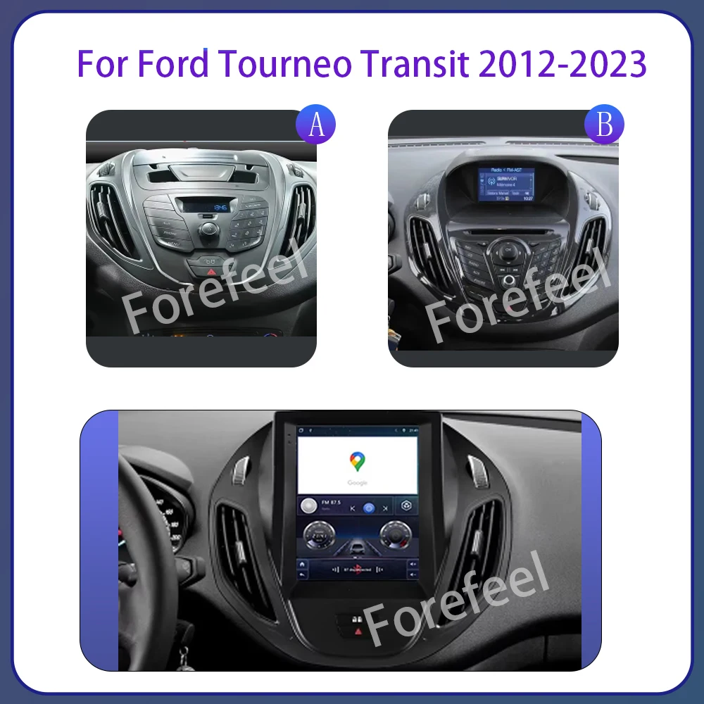 9.7 inch Vertical Screen Android 14 For Ford Tourneo Transit 2012-2023 For Tesla Style Auto Radio 4G Wifi Carplay 7862 CPU