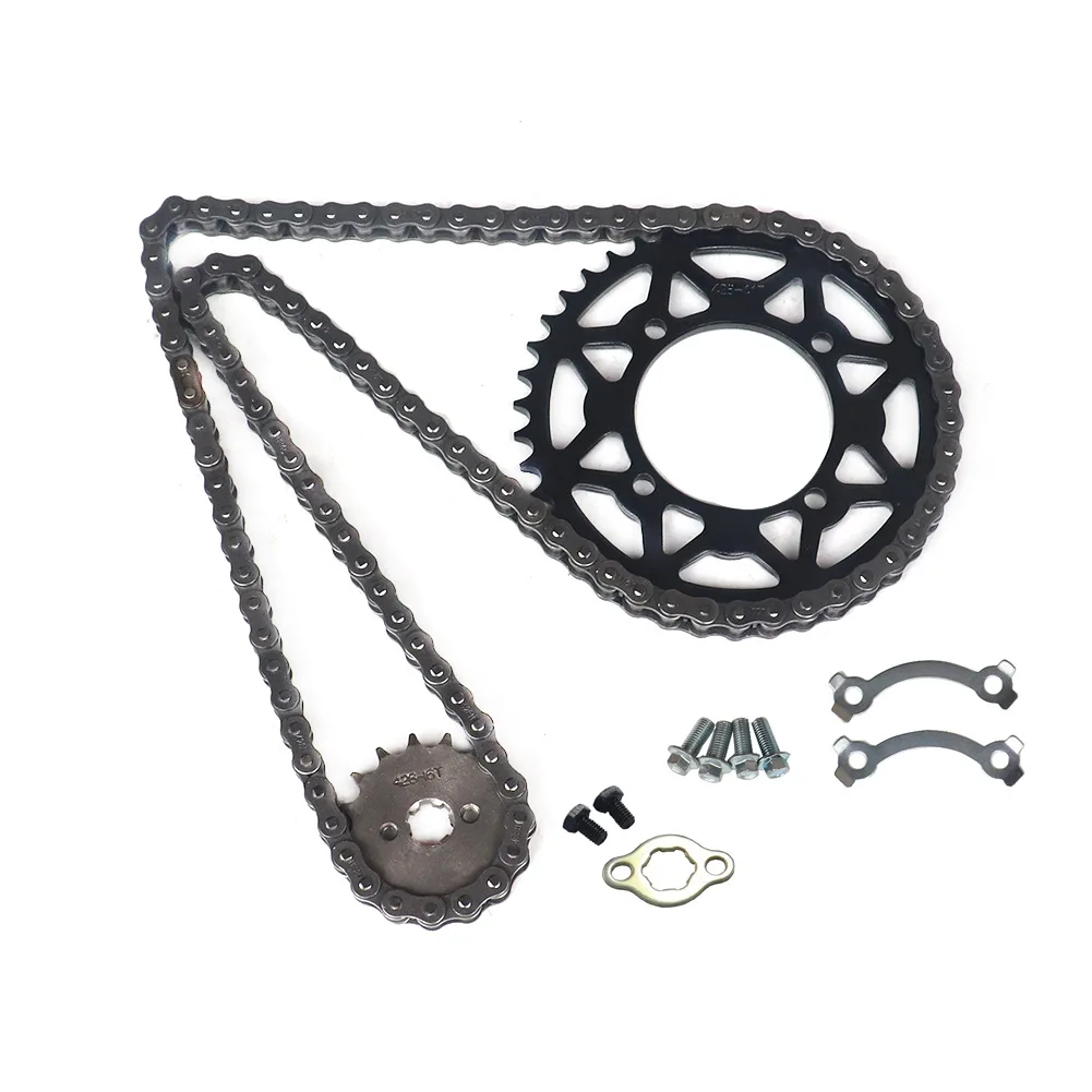 428H Motorcycle Chain and Sprocket Kit 108 Link with 14T Front Sprocket for 110cc 125cc 150cc 250cc Off Road Dirt Bike