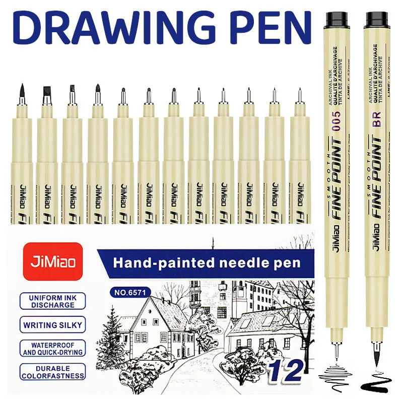 

Pigment Liner Micron Pen Marker set Hook Line Needle Pen Art Manga Outlining Pen for Sketch Soft Brush Stationery Art Supplies